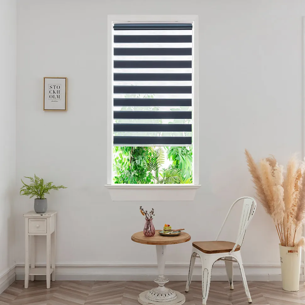 Store enrouleur jour / nuit sans perçage Elin 2 bleu l.60 x H.180cm Goodhome