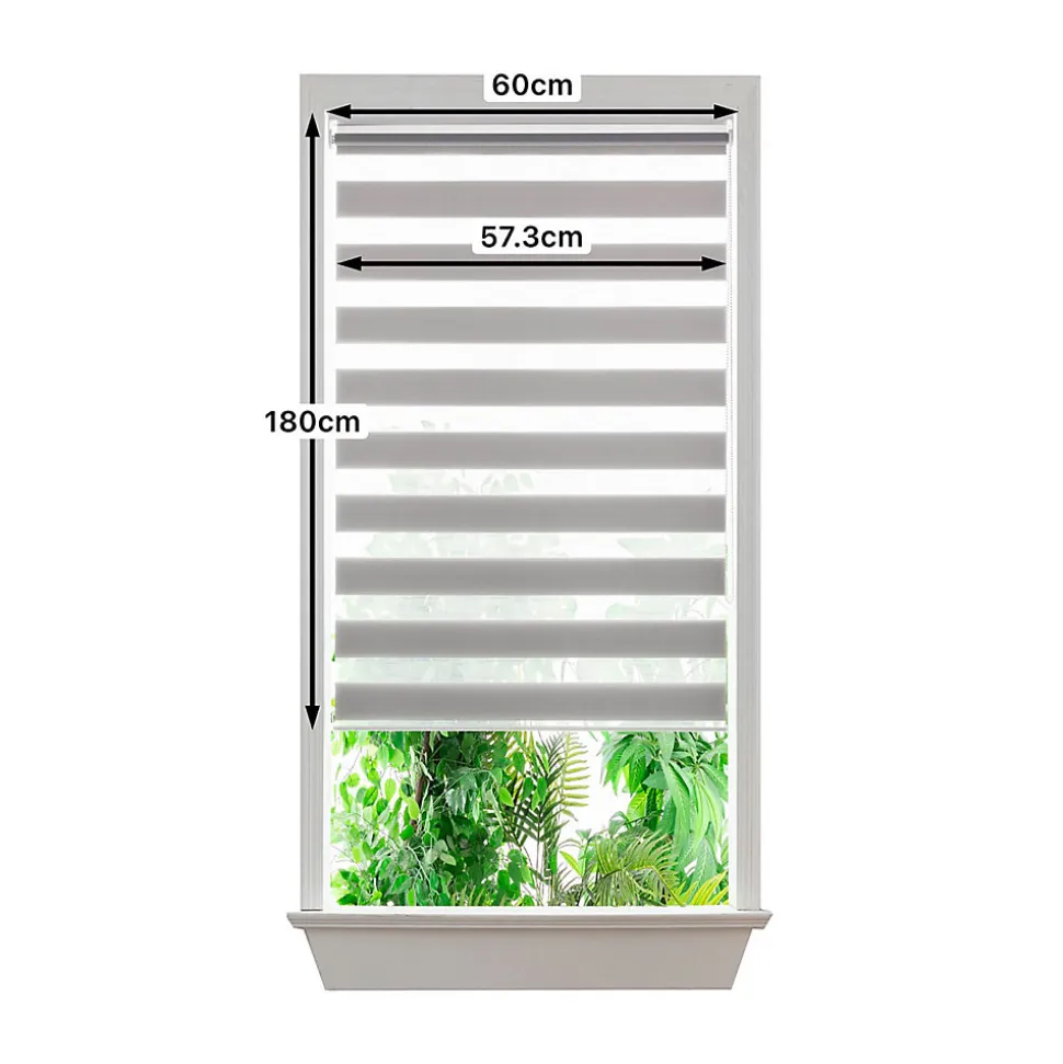 Store enrouleur jour / nuit sans perçage Elin 2 gris béton l.60 x H.180cm Goodhome