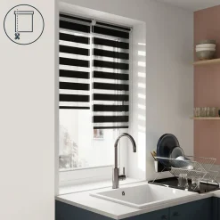 Store enrouleur jour / nuit sans perçage Elin 2 noir l.45 x H.140cm Goodhome