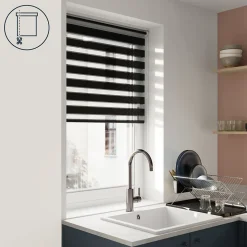 Store enrouleur jour / nuit sans perçage Elin 2 noir l.120 x H.180cm Goodhome