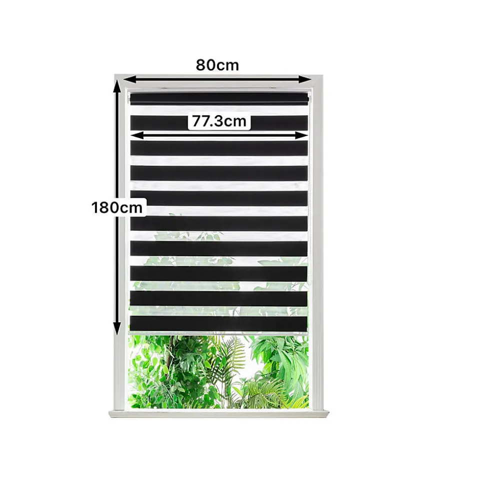 Store enrouleur jour / nuit sans perçage Elin 2 noir l.80 x H.180cm Goodhome