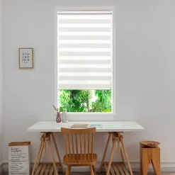 Store enrouleur jour / nuit sans perçage Brize blanc chiné l.90 x H.180cm Goodhome