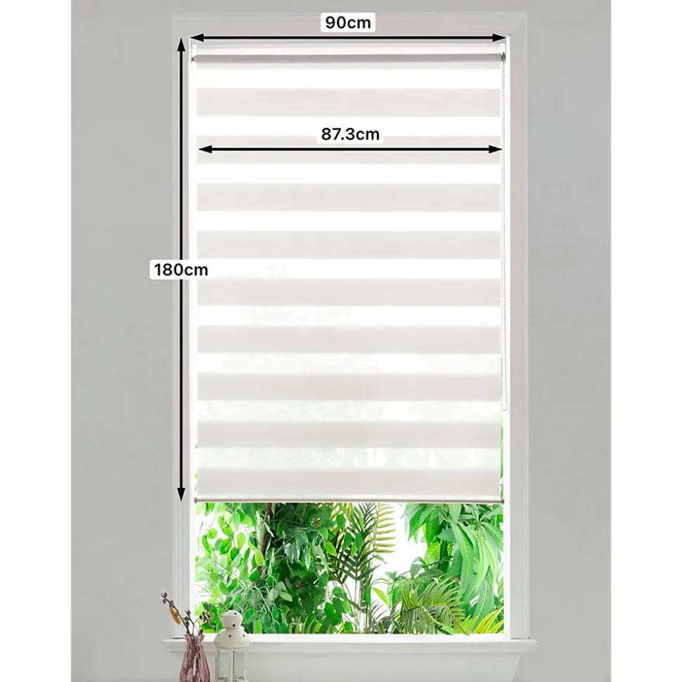 Store enrouleur jour / nuit sans perçage Brize blanc chiné l.90 x H.180cm Goodhome