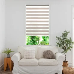 Store enrouleur jour / nuit sans perçage Elin 2 gris perle l.75 x H.240cm Goodhome
