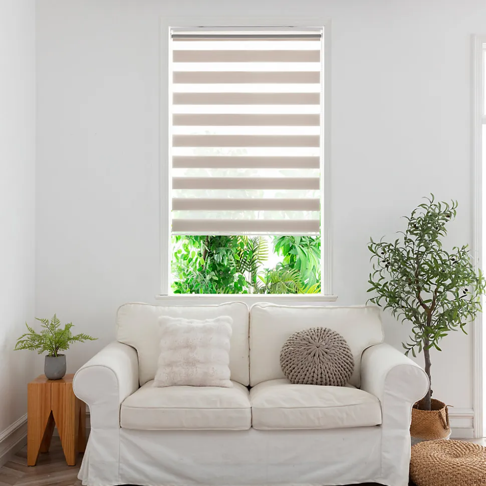 Store enrouleur jour / nuit sans perçage Elin 2 gris perle l.75 x H.240cm Goodhome