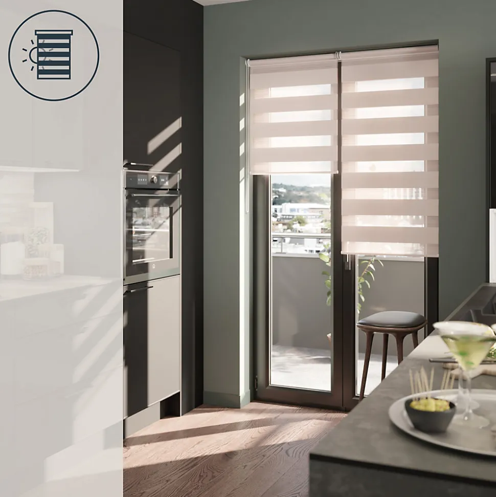 Store enrouleur jour / nuit sans perçage Elin 2 gris perle l.75 x H.240cm Goodhome
