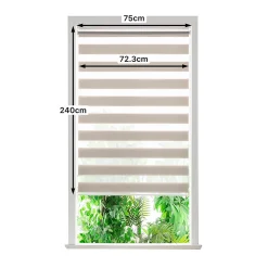 Store enrouleur jour / nuit sans perçage Elin 2 gris perle l.75 x H.240cm Goodhome