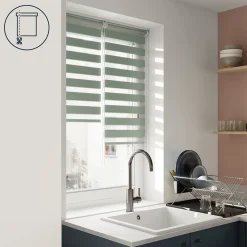 Store enrouleur jour / nuit sans perçage Elin 2 vert céladon l.40 x H.140cm Goodhome