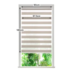 Store enrouleur jour / nuit sans perçage Elin 2 gris perle l.90 x H.180cm Goodhome
