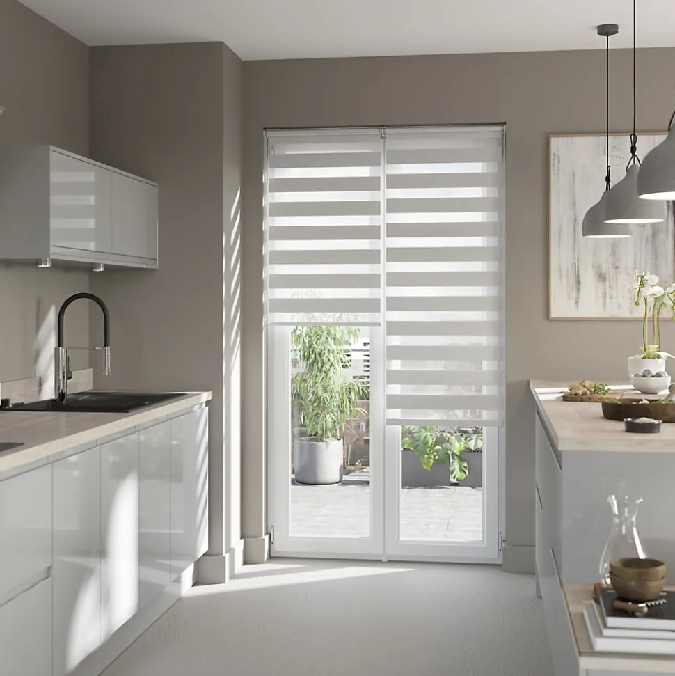 Store enrouleur jour / nuit sans perçage Elin 2 blanc cassé l.90 x H.240cm Goodhome