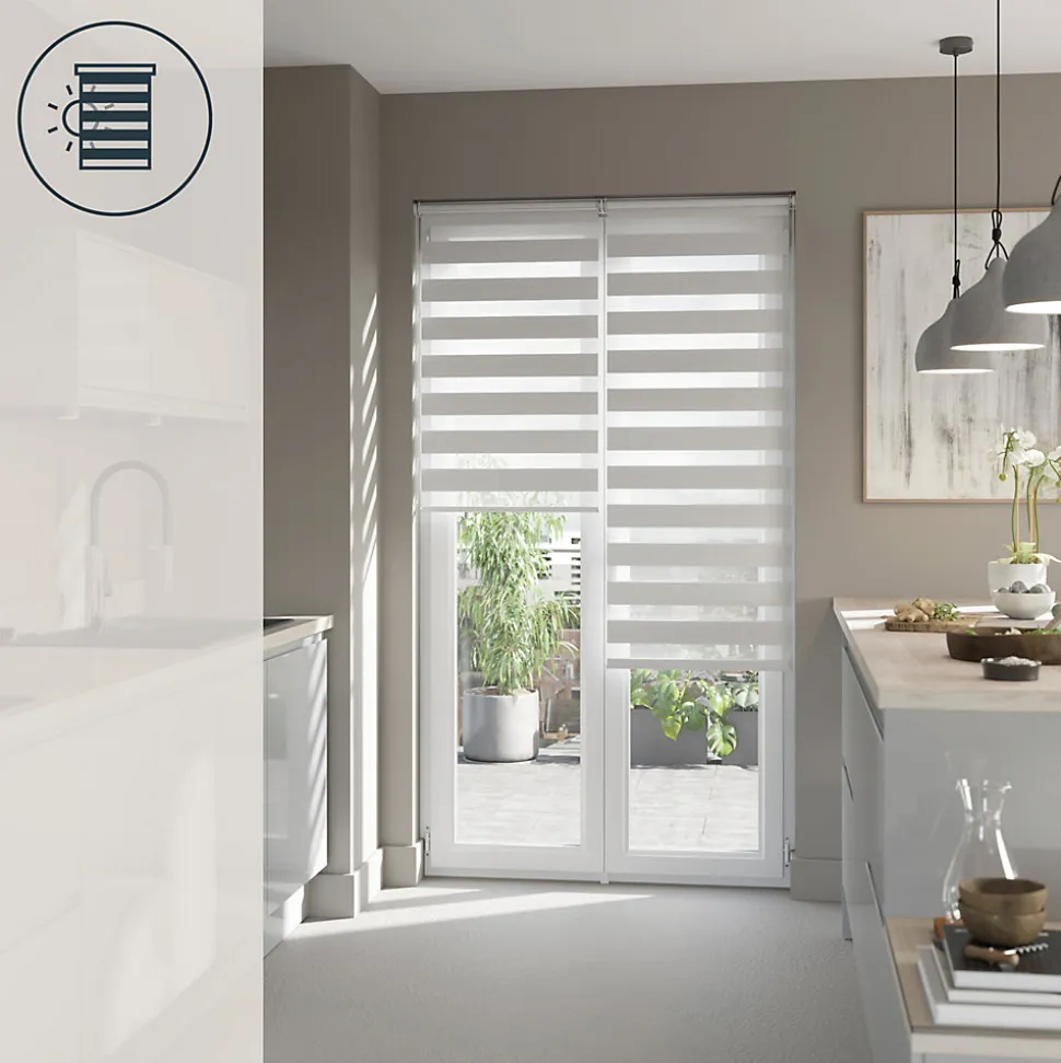 Store enrouleur jour / nuit sans perçage Elin 2 blanc cassé l.90 x H.240cm Goodhome