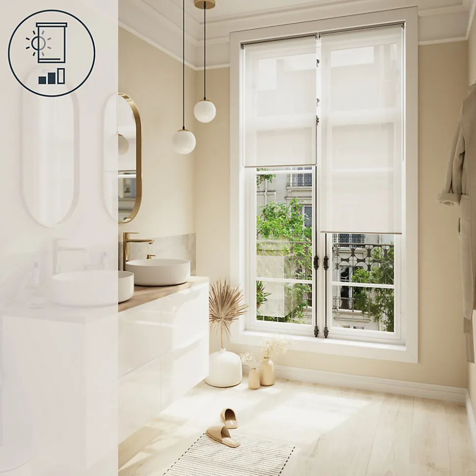Store enrouleur jour / nuit sans perçage Elin 2 blanc cassé l.90 x H.240cm Goodhome