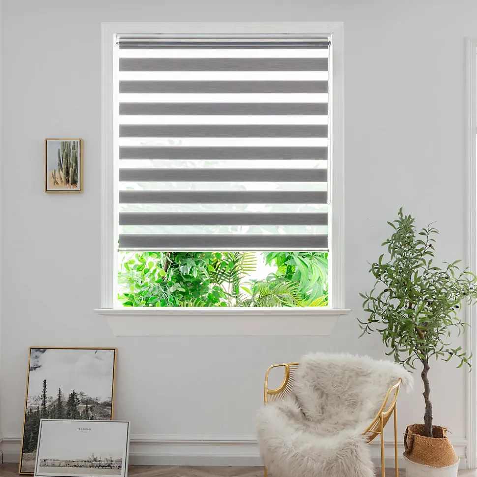 Store enrouleur jour / nuit sans perçage Brize gris chiné l.180 x H.240cm Goodhome