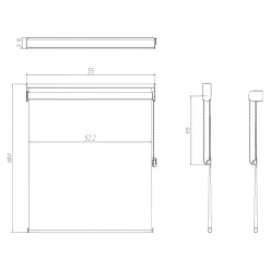 Store enrouleur jour / nuit sans perçage Elin 2 gris perle l.55 x H.180cm Goodhome