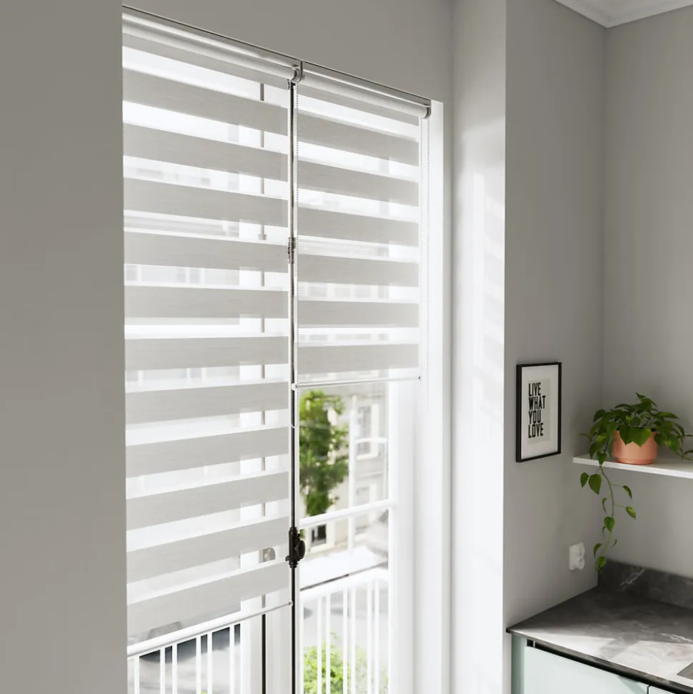 Store enrouleur jour / nuit sans perçage Brize blanc chiné l.75 x H.240cm Goodhome