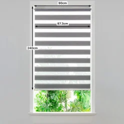 Store enrouleur jour / nuit sans perçage Brize gris chiné l.90 x H.240cm Goodhome