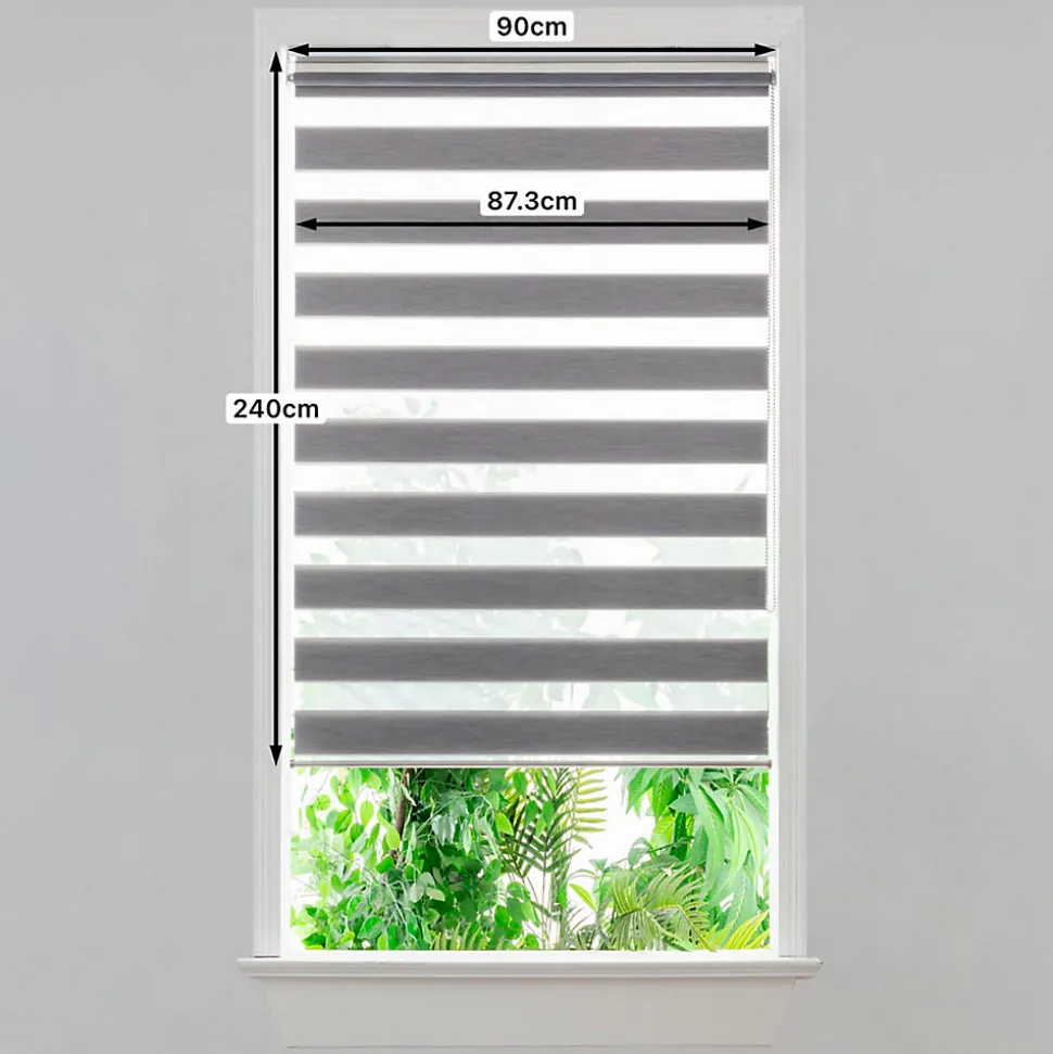 Store enrouleur jour / nuit sans perçage Brize gris chiné l.90 x H.240cm Goodhome