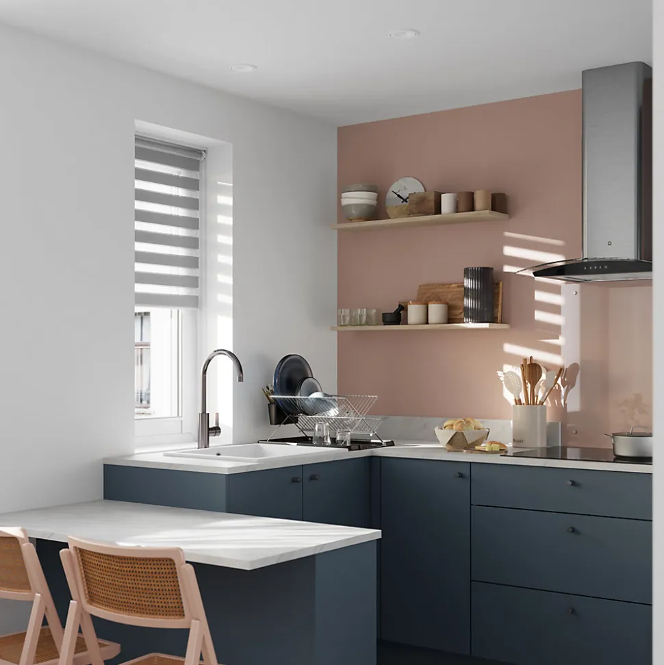 Store enrouleur jour / nuit sans perçage Elin 2 gris béton l.55 x H.180cm Goodhome