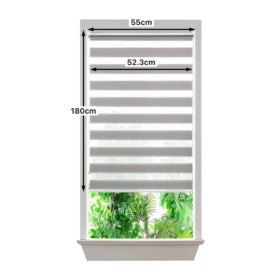 Store enrouleur jour / nuit sans perçage Elin 2 gris béton l.55 x H.180cm Goodhome
