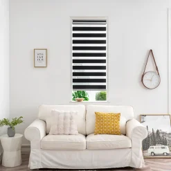 Store enrouleur jour / nuit sans perçage Keston noir l.55 x H.180cm Goodhome