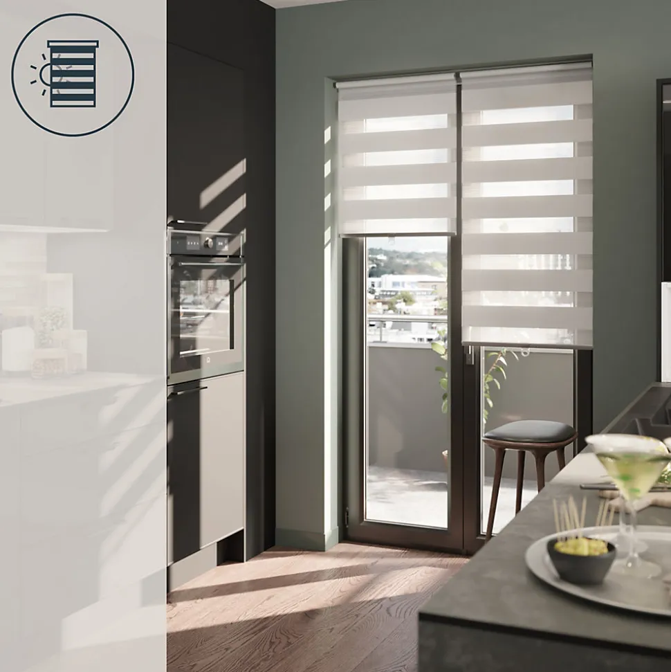 Store enrouleur jour / nuit sans perçage Keston noir l.55 x H.180cm Goodhome