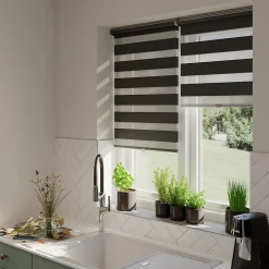 Store enrouleur jour / nuit sans perçage Keston noir l.60 x H.180cm Goodhome