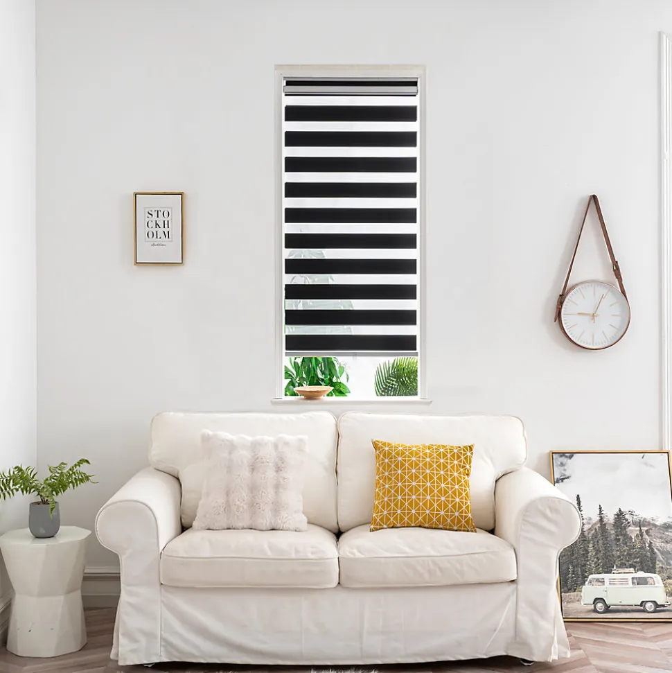 Store enrouleur jour / nuit sans perçage Keston noir l.60 x H.180cm Goodhome