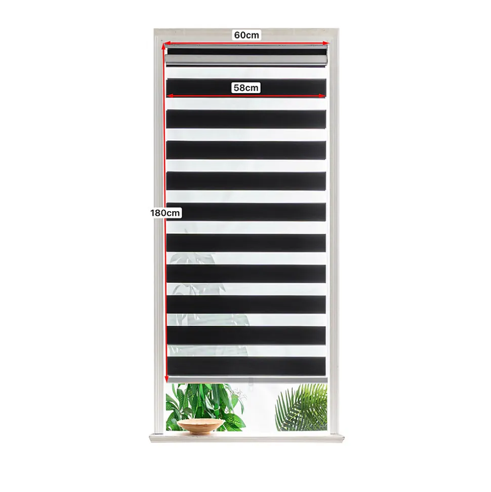 Store enrouleur jour / nuit sans perçage Keston noir l.60 x H.180cm Goodhome