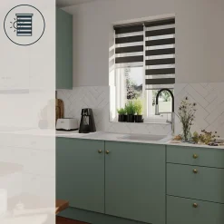 Store enrouleur jour / nuit sans perçage Keston noir l.45 x H.140cm Goodhome