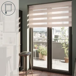 Store enrouleur jour / nuit sans perçage Elin 2 gris perle l.180 x H.240cm Goodhome