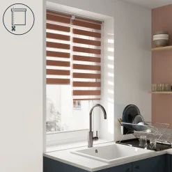Store enrouleur jour / nuit sans perçage Elin 2 terracotta l.45 x H.140cm Goodhome