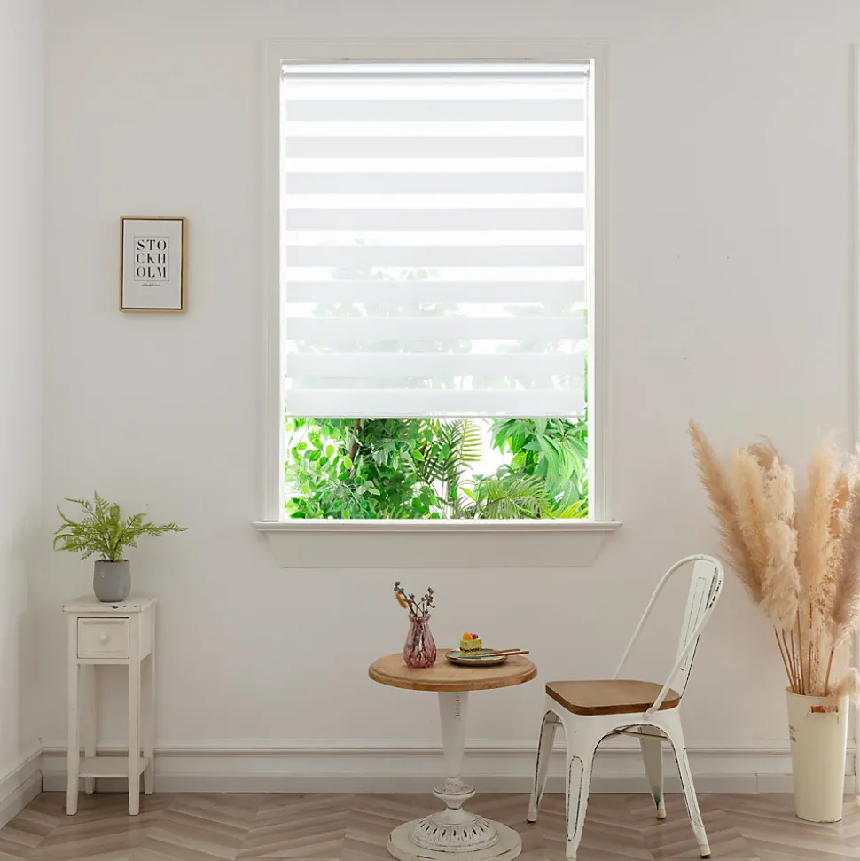 Store enrouleur jour / nuit sans perçage Elin 2 blanc cassé l.120 x H.180cm Goodhome