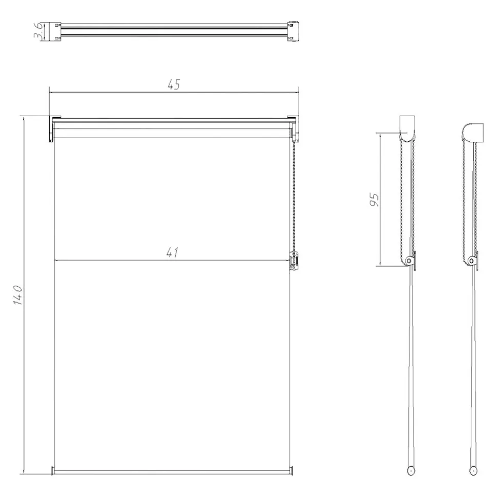Store enrouleur jour / nuit sans perçage blanc l.45 x H.140cm