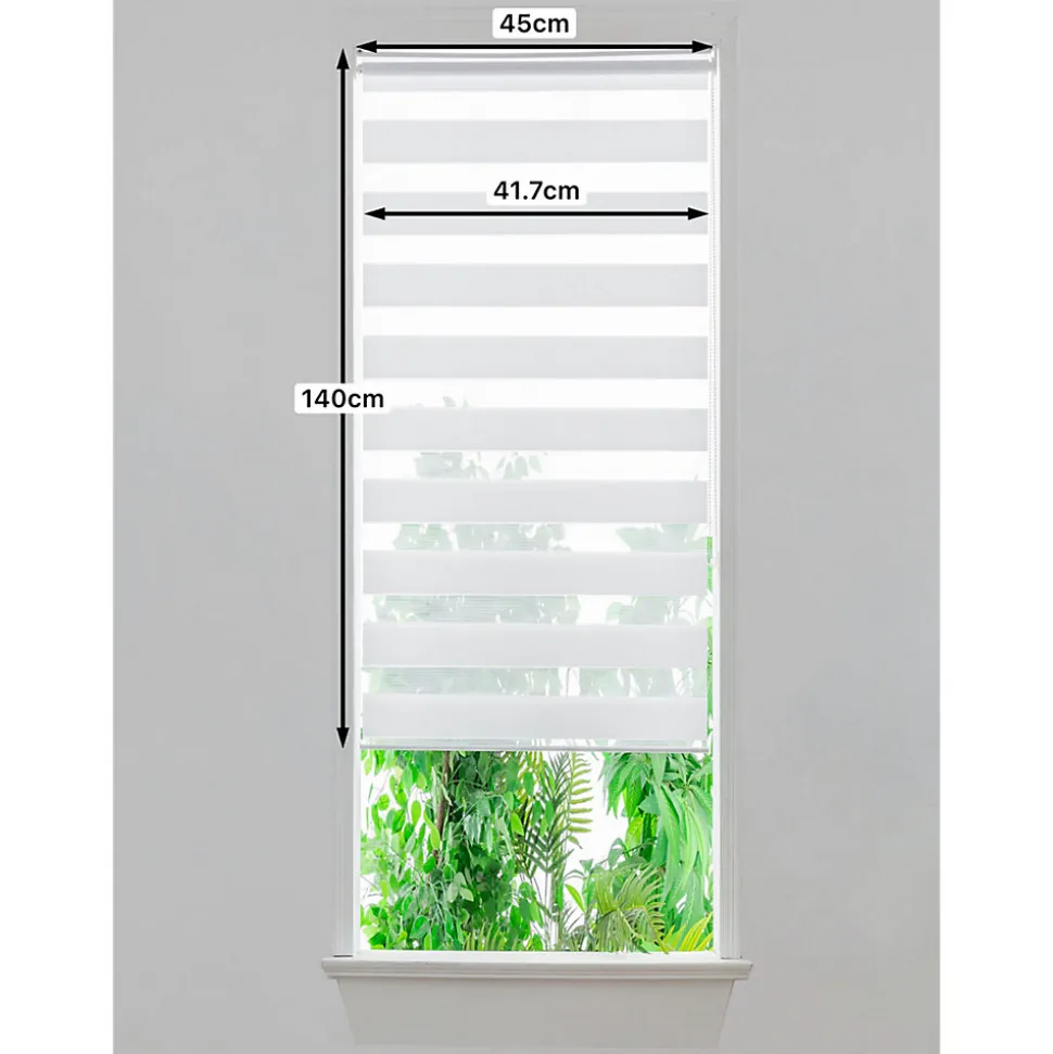 Store enrouleur jour / nuit sans perçage blanc l.45 x H.140cm
