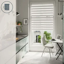 Store enrouleur jour / nuit sans perçage Brize blanc chiné l.180 x H.240cm Goodhome
