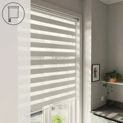 Store enrouleur jour / nuit sans perçage Brize blanc chiné l.180 x H.240cm Goodhome