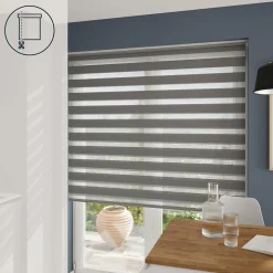 Store enrouleur jour / nuit sans perçage Elin 2 gris béton l.180 x H.240cm Goodhome