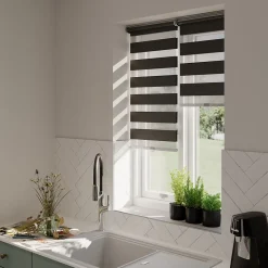Store enrouleur jour / nuit sans perçage Keston noir l.40 x H.140cm Goodhome