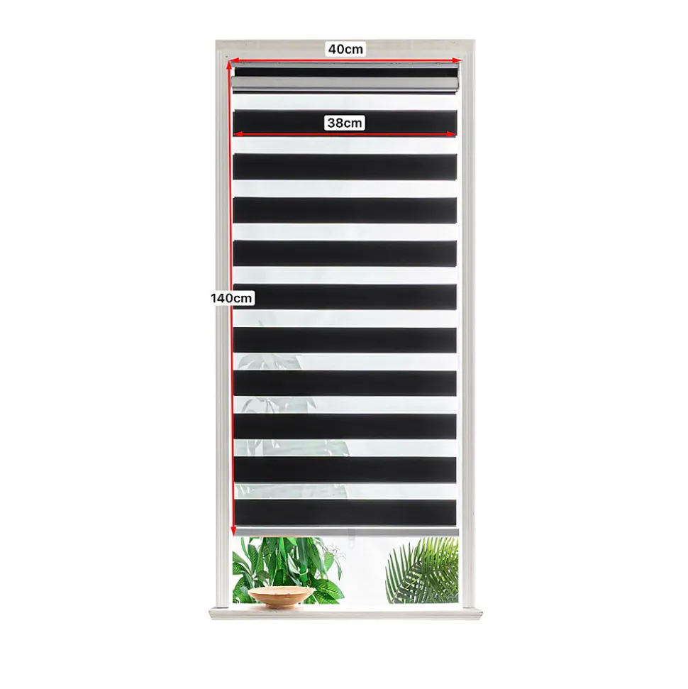 Store enrouleur jour / nuit sans perçage Keston noir l.40 x H.140cm Goodhome