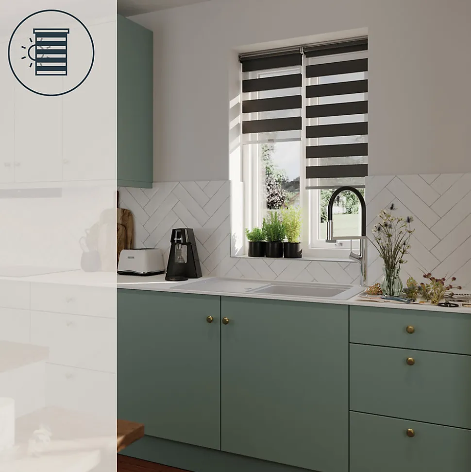 Store enrouleur jour / nuit sans perçage Keston noir l.40 x H.140cm Goodhome