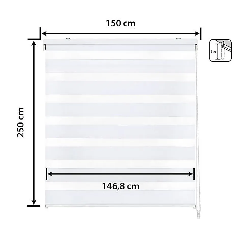 Store enrouleur jour et nuit - Easydeco - Blanc - 150 x 250 cm