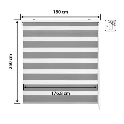 Store enrouleur jour et nuit - Easydeco - Gris - 180 x 250 cm