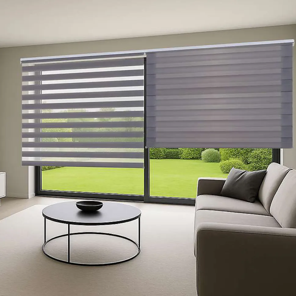 Store Enrouleur Jour Nuit Drop double tissage Argent 80 x 180 cm