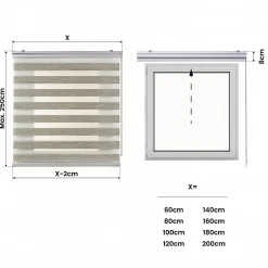 Store Enrouleur Jour Nuit Premium Finitions en Aluminium Beige 60 x 250 cm