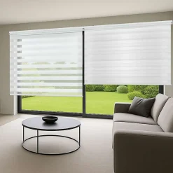 Store Enrouleur Jour Nuit Drop double tissage Blanc 100 x 250 cm