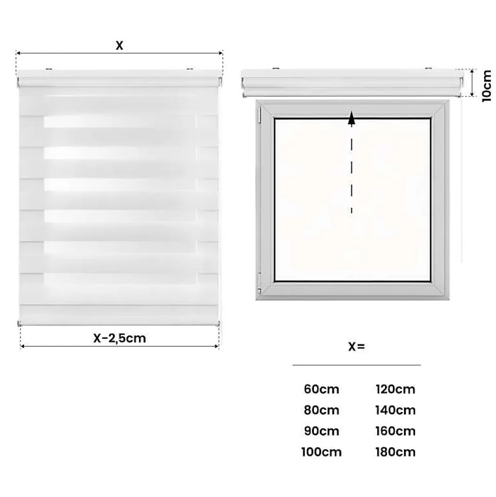 Store Enrouleur Jour Nuit Drop double tissage Blanc 100 x 250 cm
