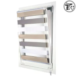 Store Enrouleur Jour Nuit sans perçage EasyFix Blanc-gris-beige 150 x 180 cm