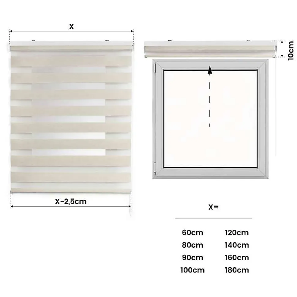 Store Enrouleur Jour Nuit Drop double tissage Lin 100 x 250 cm