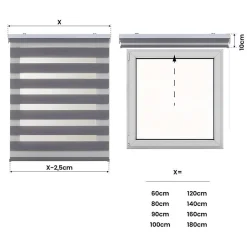 Store Enrouleur Jour Nuit Drop double tissage Argent 140 x 250 cm