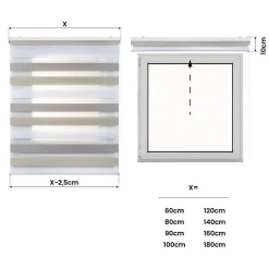Store Enrouleur Jour Nuit Drop double tissage Tricolore 120 x 250 cm